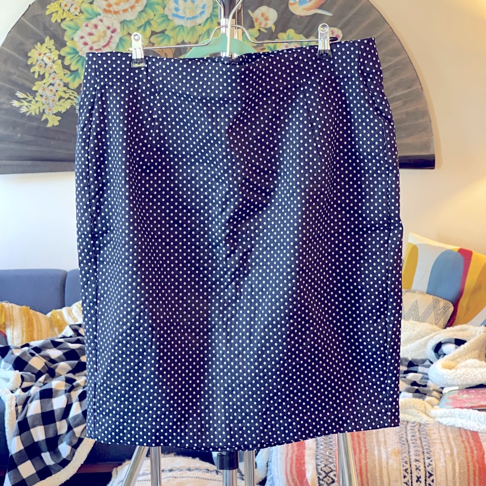Navy blue/White Polka Dot Pencil Skirt